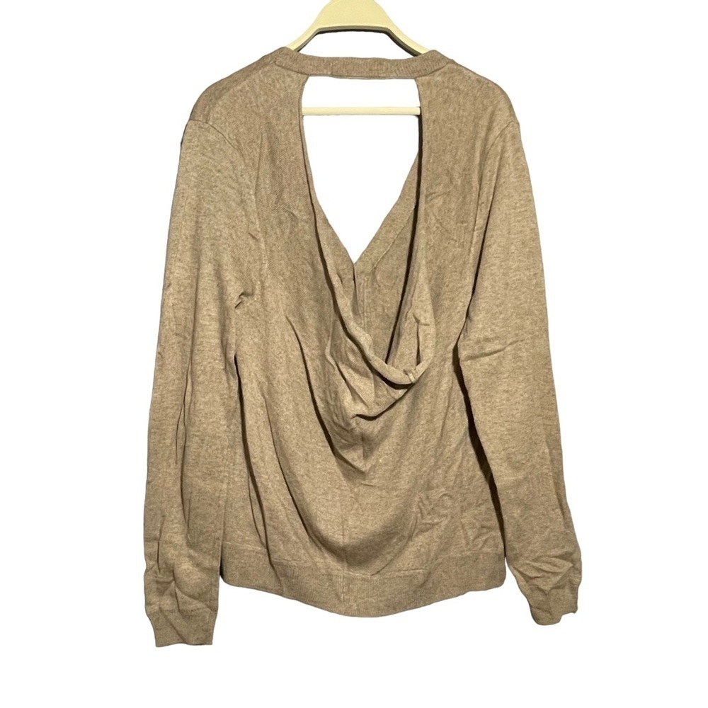 Callahan Cardigan Sweater Women Size S Wool Angora Open Back Brown Vneck Cutout